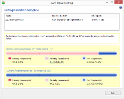 Showing the AVG PC Tuneup results for the Drive Defrag module